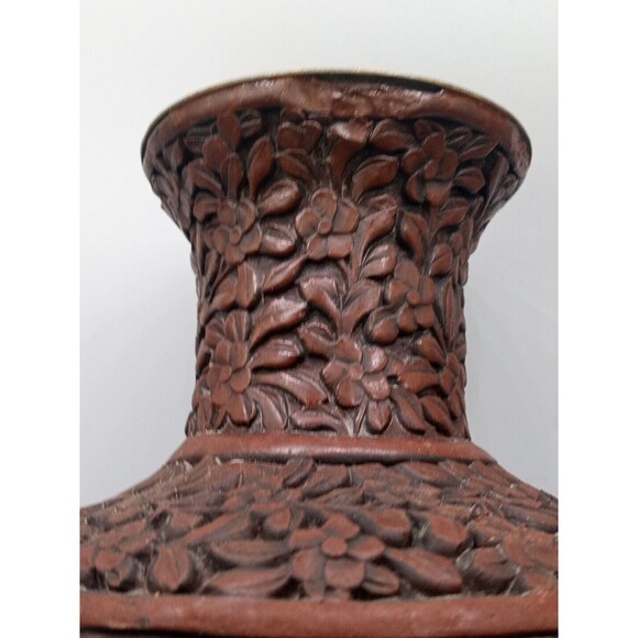 Chinese Cinnabar Vase Carved Super Rare Piece Original Antique 8 1/2" Tall - Picture 10 of 16